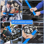 Offset Extension Wrench, Upgraded Impact Ready Extension Wrench Set, with 4pcs Square Drive Adapters, 15" Socket Wrench Tool, Universal Extensions Wrench for Hard-to-reach Place