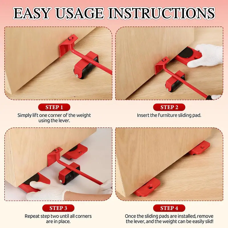 Furniture Lift Mover Tool Set - Heavy Furniture Movers with Wheels, Heavy Item Movers Sliders Furniture Lifter Tool for Furniture, Coffee Tables, Refrigerators, Washing Machines
