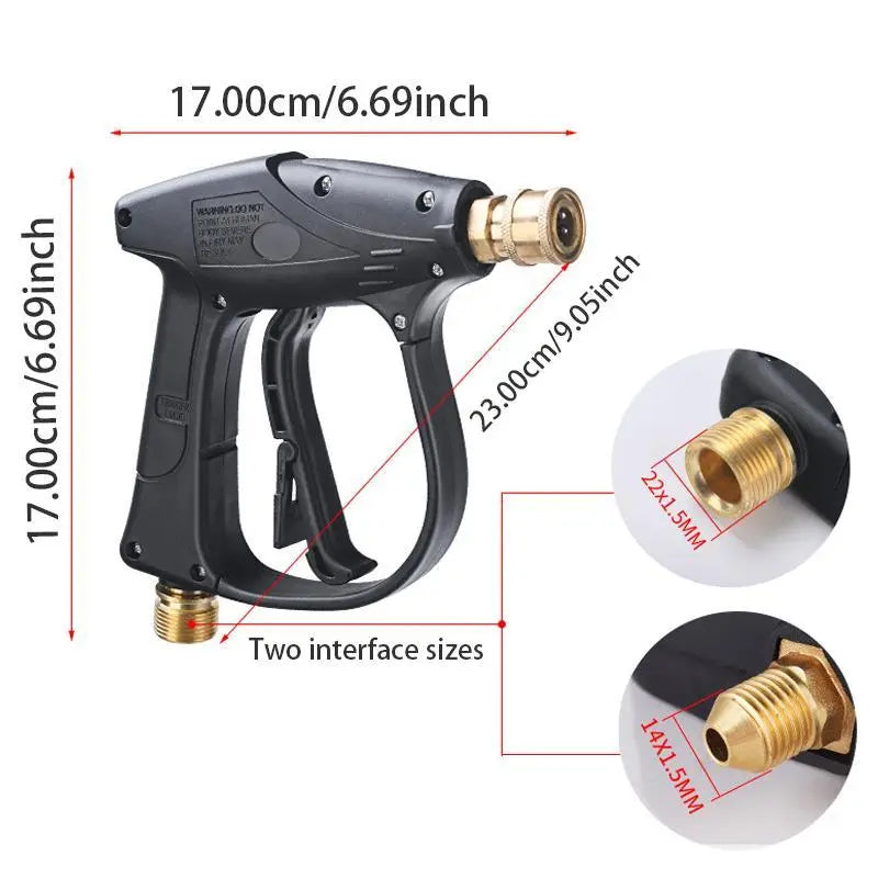 High Pressure Handheld Aluminum Car Wash Jet, Powerful Water Spray Tool with 5 Nozzle, M22 External Thread Connection (14mm Inner Hole) for Car Washing Maintenance, House Cleaning [Sold 546 units]