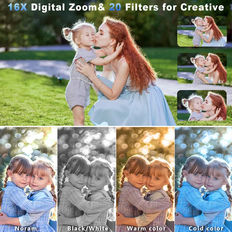 Digital Camera 44MP & 1080P HD, 16X Digital Zoom, 2.4" LCD, Rechargeable Compact MINI & Portable Point and Shoot Camera for Photography, with Anti Shake, 32G Memory Card, Comes with Charging Head  [Sold 1000+ units]