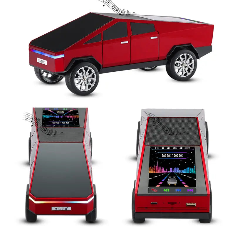 WSTER WS-580 Pickup Truck Model Bluetooth Speaker Cybertruck Style Rechargeable Portable Audio with USB TF AUX FM TWS Stereo Sound Great for Indoor Outdoor Parties Perfect Birthday and Father's Day Gift Connection Wireless Speaker