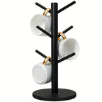 Mug Tree, 1 Pc Coffee Cup Holder with 6 Hooks, Bamboo Wood Stand for Counter, Coffee Station Organizer and Bar Storage, Kitchen Organization Rack  [Sold 1000+ units]