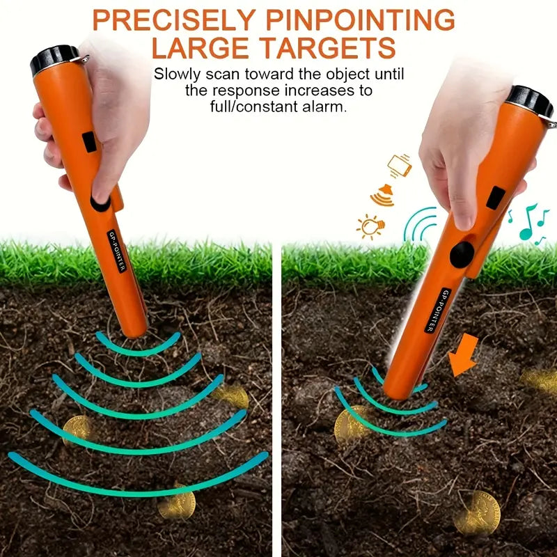 Handheld Metal Detector Pinpointer - 128° Metal Detect - Buzzer/Vibration Alerts - For Gold,Silver,Relics - 360° Detection - Durable Plastic Body - Metallic Finish - Battery-Powered (Excl.) - Ergonomic Design - Tools and Gadgets,Physics Gadgets Tools, Tre