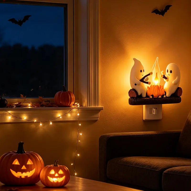 2026 3D LED Ghost Campfire Flickering Night Light - Ambient Night Lights, LED Decorative Accessories, Home Decoration Lamp, Funky Unique Home Decor, Spooky Halloween Indoor Decor, Halloween Party Supply, Unique Gift（sold：641）