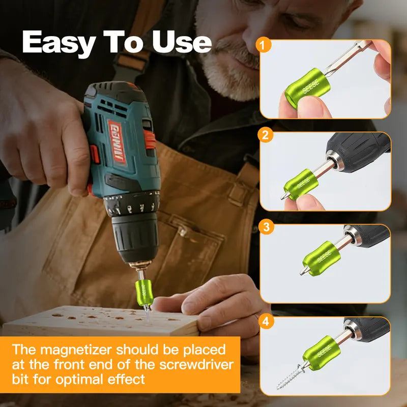 【DealsForYouDays】SEESE Strong Magnetic Screw Ring: 1/4 Inch/ 6.35 mm Universal Magnetic Screw Holder - Removable Magnetic Screwdriver Drill Bit Holder for Hex Screwdriver and Power Bits