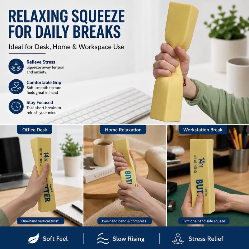 Large Butter Squishy Slow Rebound Toy, About 10 inches Giant Sensory Fidget Toy for Kids Adults, Funny Gag Gift Ages 3+.