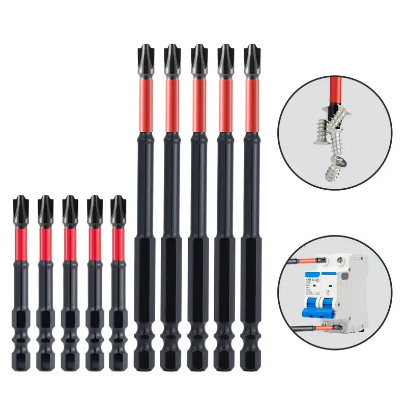 FPH2 Impact Screwdriver Bit Set for Electricians, S2 Steel 65mm & 110mm, 1/4 Inch Hex Shank Magnetic Cross Slot Screw Driver Drill Bits Used on Circuit Breakers   [Sold 1000+ units]