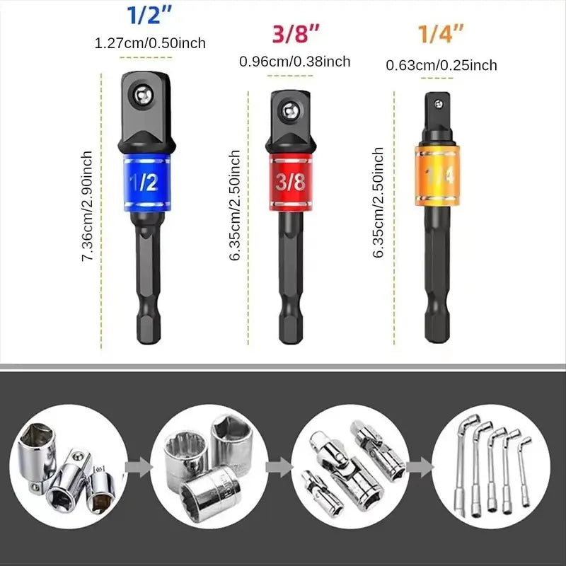 Impact Grade Electric Hand Tool, Screwdriver Socket Adapter Extension Set, Power Drill Sockets Adapter Set, Drill Attachment