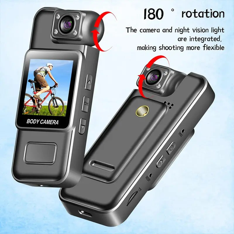 1080P High-Definition Fixed Unisex Portable Mini Body Cam - Tiny Clip-On LCD Digital Vlogging Camera Recorder with IR Night Vision, Loop Recording, Hands-Free Shooting, Screen Preview (SD Card Not Included, Outdoor Gadget)