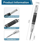 2Pcs Heavy Duty Automatic Center Punch, 5'' Premium Steel Spring Loaded Center Hole Punch, Adjustable Spring Impact Center Marker Scriber Tool for Metal, Plastics, Wood, Glass, Tools For Mechanics, One-Handed, Quick Marks [Sold 553 units]