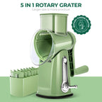 SUSTEAS Rotary Cheese Grater with Handle, 5 Well-Designed Blades, Strong Suction Cup Base, Kitchen Utensils Vegetable Slicer Dicer Fruit Vegetable Slicer Gadgets Kitchen summerwins