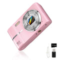FHD 1080P Digital Camera with SD Card, 16X Digital Zoom Camera, Compact Portable Mini Camera for Teenagers Students Boys Girls, Point and Shoot Camera for Gifts, Tech Gadgets, Gift, Including Chargeable Battery, No Adapter（1,000+ sold）