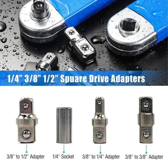 Offset Extension Wrench, Upgraded Impact Ready Extension Wrench Set, with 4pcs Square Drive Adapters, 15" Socket Wrench Tool, Universal Extensions Wrench for Hard-to-reach Place