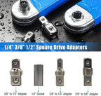 Offset Extension Wrench, Upgraded Impact Ready Extension Wrench Set, with 4pcs Square Drive Adapters, 15" Socket Wrench Tool, Universal Extensions Wrench for Hard-to-reach Place
