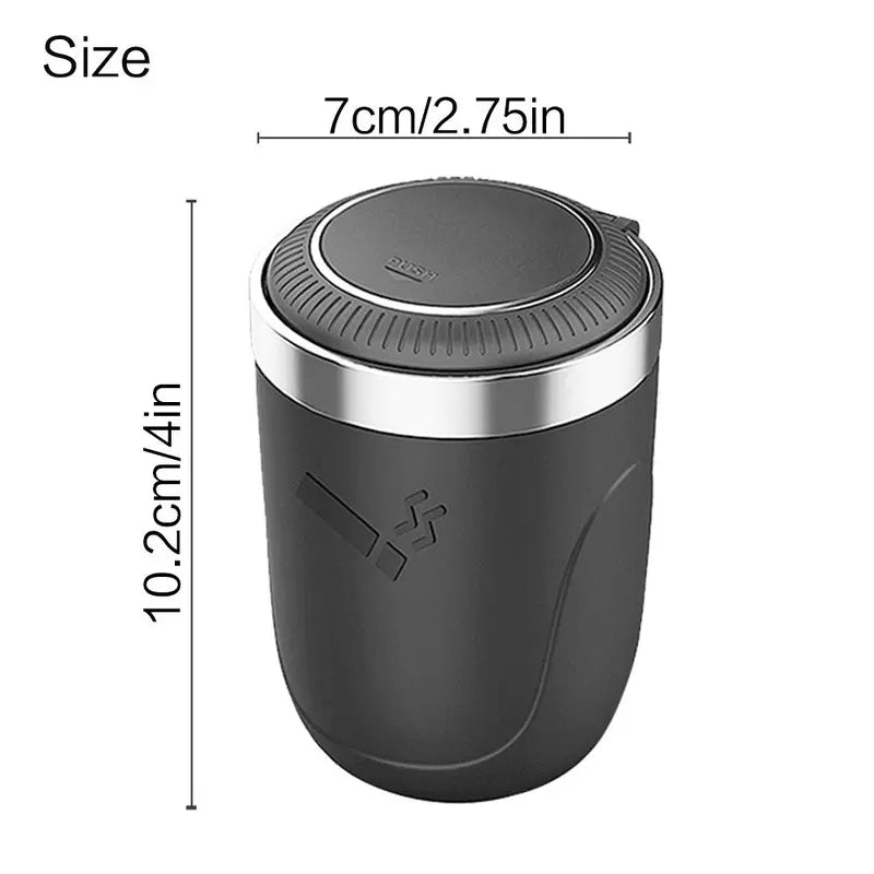 Portable Car Ashtray with LED Light, Car Cigarette Ashtray with Lid, Detachable Stainless Steel Ashtray, Car Interior Accessory for Most Vehicles