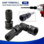 Heavy Duty High Torque 1/2-in Square Drive to 1/4-in Hexagonal Female Socket Adapter Connector, Mechanic’s Tool for Impact Wrenches, Air & Electric Wrenches