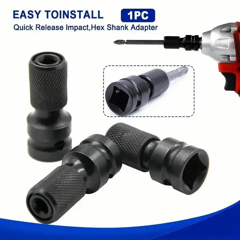 Heavy Duty High Torque 1/2-in Square Drive to 1/4-in Hexagonal Female Socket Adapter Connector, Mechanic’s Tool for Impact Wrenches, Air & Electric Wrenches