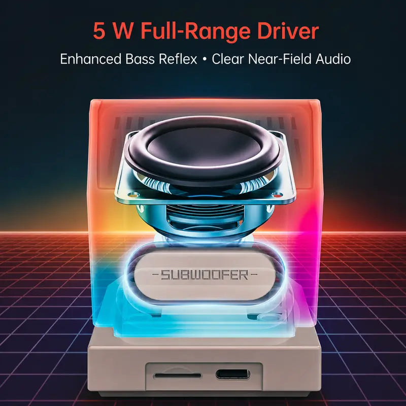 Compact Wireless Bluetooth Speaker - Retro Mini PC Design, USB & Card Support, App Control, White Noise, Office Desk Tech Gadget, Cool Gadgets,Father's Day Gift, DealsForYouDays, Father's Day Gift Ideas, Mens Gifts