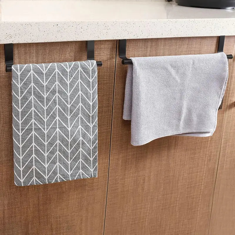 Stainless Steel Kitchen Towel Holder, 2 Counts Punch-Free Cabinet Door Back Hanging Towel Racks, Kitchen Storage Organizer, Towel Hooks, Home Organizer Hook, Convenient Hook