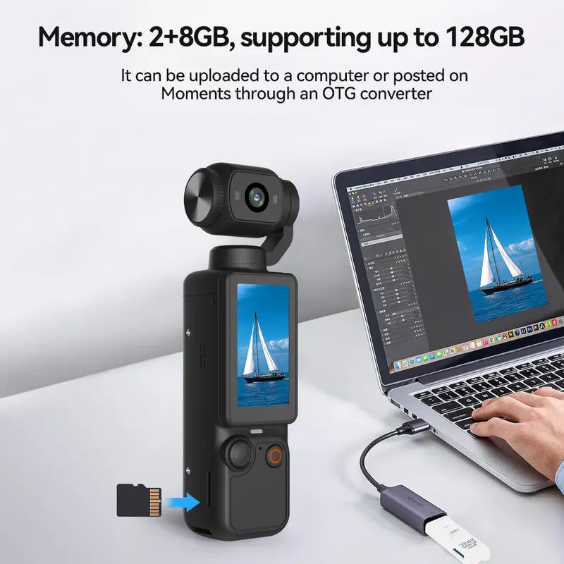 Portable Ultra HD Stabilized Action Camera - 180° Rotatable Lens, Handheld Stabilizer, Pocket Camcorder, USB Charging Rechargeable Battery Vlogging Equipment for Vlogging & Travel Recording, Durable Gadget（1,000+ sold）