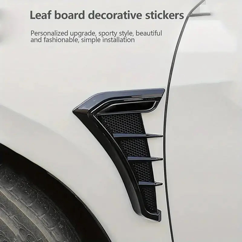 Universal Car Fender Side Vent Cover (2pcs Black TPU Rubber), Adhesive Vinyl Decal Auto Exterior Accessory with Peel-Stick Tape, 3-min No-Tool Fit, Bend-Proof Impact Guard, Glossy Sporty Styling, Shock Absorb  [Sold 948  units]