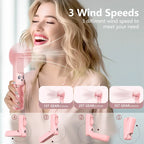 Pink Foldable Handheld Fan - USB-Powered Compact Rechargeable Portable Fan with Wired Mobile Power Bank Charger for Desktop Use, Fan Portable, Portable Fans