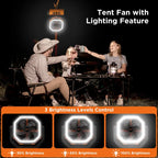 Rechargeable Camping Fan with LED Light, Portable Multi-functional Fan with 360° Rotating Hook, Oscillating Emergency Camping Fan Cordless Rotatable Battery Powered Lightweight summerwins