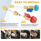 R134A Valve Core Quick Remover Installer, High Low Pressure Valve Core Remover Tools Kit for R13A Refrigerant Air Conditioner System Fathers Day Gifts