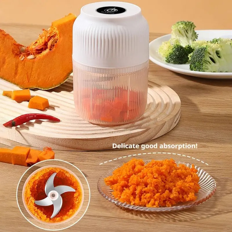 Electric Garlic Chopper Rechargeable Wireless Mini Food Processor One Touch Operation Splash Proof Lid for Chopping Garlic Onion Ginger Meat Baby Food Smoothies Blue Kitchen Utensils Dispensers Oil Cordless Cutting