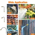 Pressure Washer Extension Wand 10 Pack Power Washer Lance with 5 Atomization Nozzle Tips 1 Gutter Cleaner Attachment Curved Rod for Gutter Roof Drainage Walls Cleaning#Summervibes