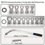 15PCS Universal Belt Tensioner Pulley Removal Tool Kit, Serpentine Belt Wrench Set for Engine Timing, Nut Bolt Screw Remover