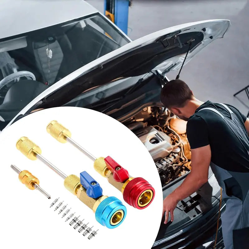 R134A Valve Core Quick Remover Installer, High Low Pressure Valve Core Remover Tools Kit for R13A Refrigerant Air Conditioner System Fathers Day Gifts