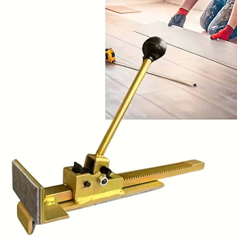 Heavy-Duty Metal Flooring Tool Pull Rod with Adjustable Handle, Gloves Included for Wooden Floor Installation Projects, Durable Structure Ideal for Gifting