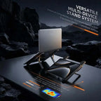 Grey Laptop Stand with Foldable USB Hub, Adjustable Ergonomic Desk Riser, Multi-Port Expansion for MacBook, PC, Tablets & Travel Use,Father's Day Gift