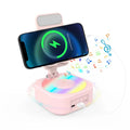 Portable Bluetooth Speaker - 4-in-1 Sound Box with Phone Stand, 300° Foldable Silicone Base, LED Light, Rechargeable Emergency Function, USB Music Playback, Father’s Day Pink Gift for Tablet iPhone Android Users  [Sold 1000+ units]