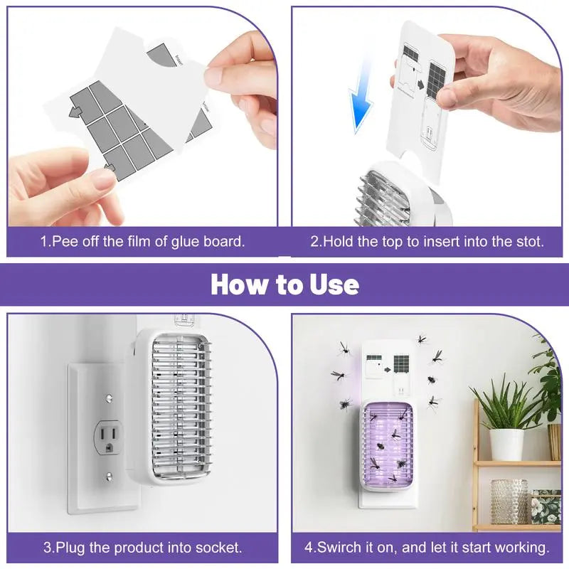 Household UV Mosquito Killer Lamp Plug-in Electric Shock Sticky Trap Dual Action Design Safe Chemical-Free Indoor Outdoor Use summerwins