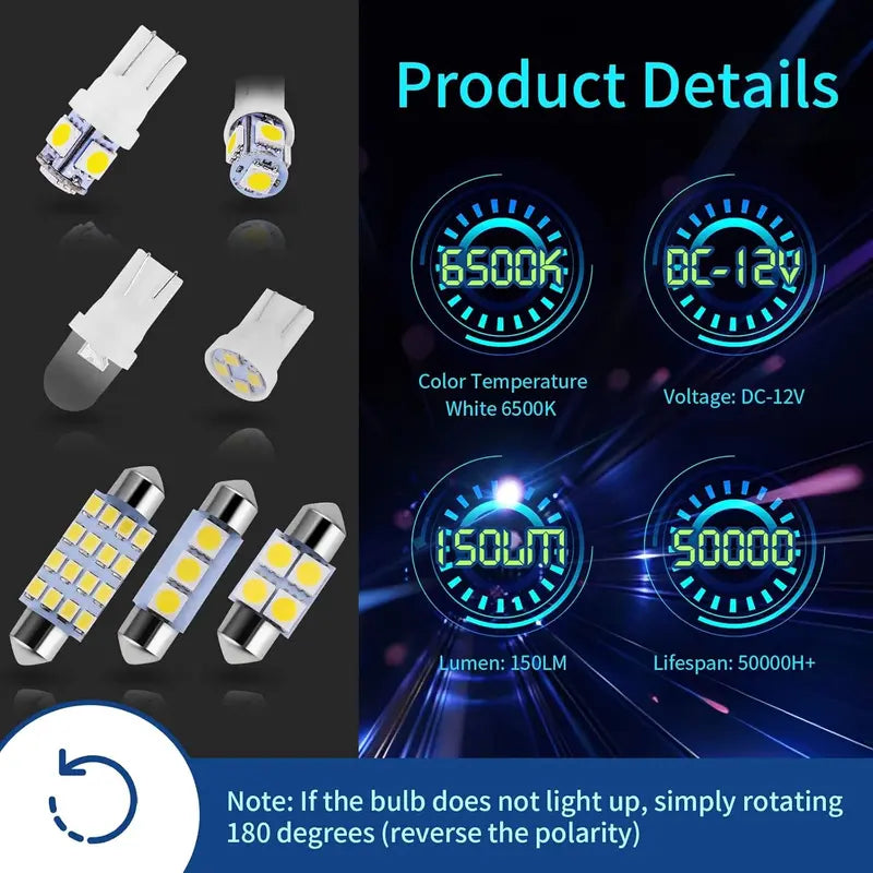 42Pcs Interior LED Car Bulb Kit Car Led Lights, DE3175 T10 194 31mm 41mm Replacement Bulbs for Dome Map Cab & Tail Light, Universal Truck & Car Lighting Accessory（1,000+ sold）