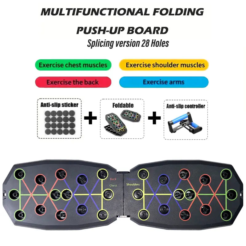 【Upgraded Version】 Push up Board, Push-up Board Training Set,28 Holes Home Push-up Training Board, Pull Bar, Chest Muscle Abdominal Muscle Training Equipment for Men & Women, Fitness Enthusiasts, Upper Body Strength, Portable Design, Ab Workout Machine