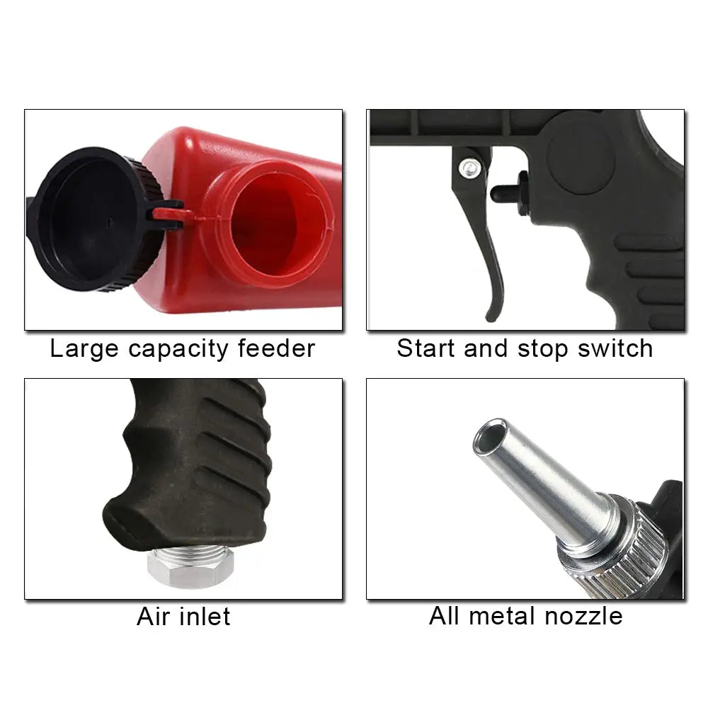 Handheld Pneumatic Blasting Device Set, 90PSI Portable Gravity Sand Blaster, Adjustable Small Sand Blasting Machine Sandblasting Machine