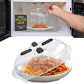 HOVER COVER Magnetic Splatter Cover, 12-Inch Clear BPA-Free Food Lid, Vented Plate Guard with Steam Vents, Anti-Splash Microwave Lid, Dishwasher Safe, Space-Saving Magnetic Storage