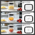 French Fry Cutter - Air Fryer Compatible, Portable Detachable Interchangeable Blade Potato Slicer, Smooth Mandoline Slicer, Rustproof Easy-Clean Vegetable Cutter Kitchen Accessories for Home Low-Oil Fries, Home Cooking