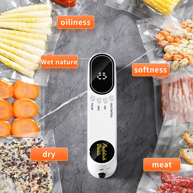 Wireless Vacuum Sealer 5v 3-speed Durable Smart Multi-Function Food Sealing Storage Device，Air inflation Air Pump Mini Portable Handheld Plastic Sealer for Food Preservation and Storage