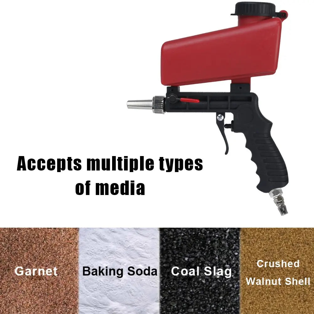 Handheld Pneumatic Blasting Device Set, 90PSI Portable Gravity Sand Blaster, Adjustable Small Sand Blasting Machine Sandblasting Machine