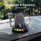 360° Rotating Wireless Charging Car Phone Holder with RGB Lights - Auto-Lock, Ultra-Stable Gel Base, Plastic/Rubber Build, Hands-Free, for Dashboard & Windshield, Fits iPhone & Android, Car Interior Accessory [Sold 586 units]