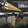 3-Count Titanium Coated High Speed Steel Step Drill Bit Set, Multi-Size Unibit Tool for Drilling Cutting Holes in Aluminum, Wood, Plastic, Ideal for DIY Lovers