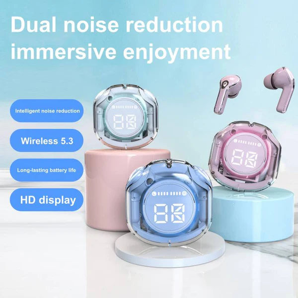 Newly Sport BT Earphones Air 39 in Ear Transparent Digital Display Long Range Transparent Noise Canceler True Wireless Headset