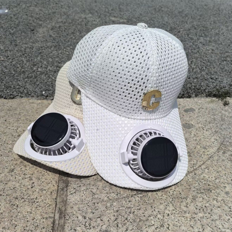 Solar Fan Baseball Cap, Summer Couple Style Breathable Sun Protection Visor