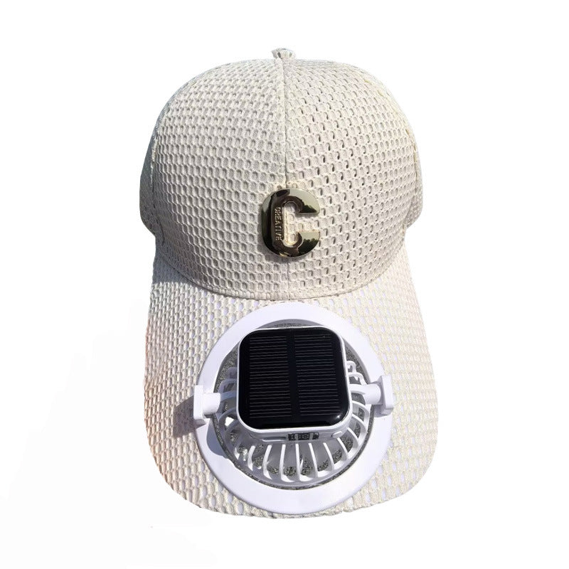 Solar Fan Baseball Cap, Summer Couple Style Breathable Sun Protection Visor