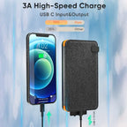 Solar Charger, Hiluckey Outdoor USB C Portable Power Bank with 4 Solar Panels, 3A Fast Charge External Battery Pack with 3 USB Outputs Compatible with Smartphones, Tablets, etc.
