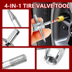 14-Piece Set Quick Change Tire Valve Tool Kit,Tire Valve Stem Core Quickly Replacement Tool Kit,Perfect Tool for Replacing Leaky Valves in Cars,ATVs,Trucks,Motorcycles, etc.with 5 TR413 Valve,4-Way Valve Tool  [Sold 1000+ units]